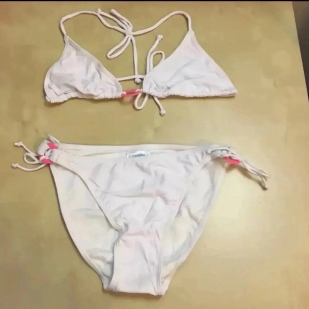 White and Pink 2 Piece Bikini Swimsuit NWOT
